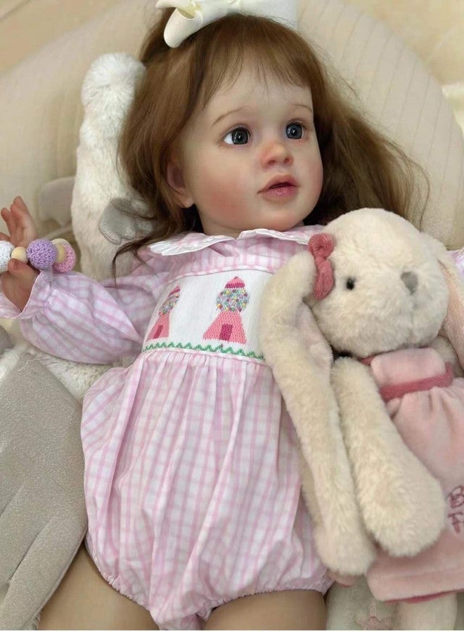 iCradle Reborn Baby Dolls 26inch Soft Silicone Vinyl Newborn Toddler Baby Doll Handrooted Brown Hair Babies Toy Gifts for Kids Age 3+ - Image 1