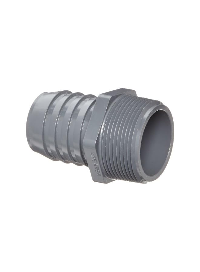 محولات أنابيب PVC، محول، الجدول 40، رمادي، بارب x NPT ذكر 1-1/2" 1436-015 1 - Image 1