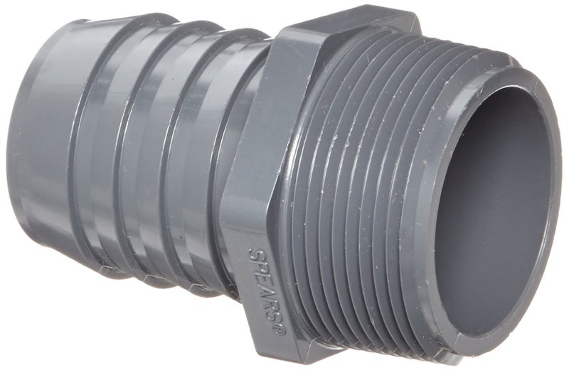 PVC Tube Fitting, Adapter, Schedule 40, Gray, Barbed x NPT Male 1-1/2" 1436-015 1 - Image 2