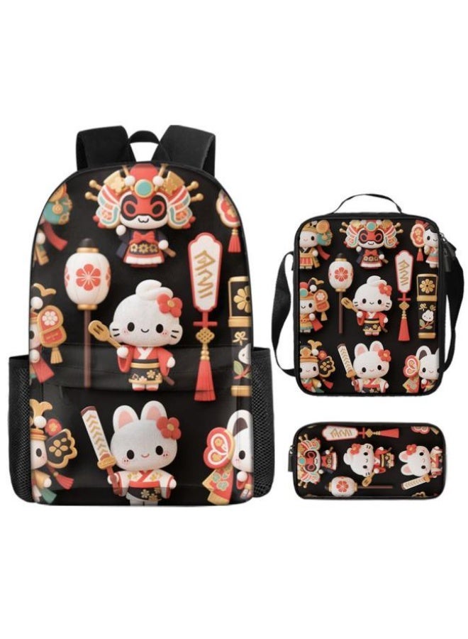 [Super new special offer] Cartoon theme bag three-piece set | double-shoulder + hand-held + storage pen bag | gift self-use good-looking - 1406  - Image 1