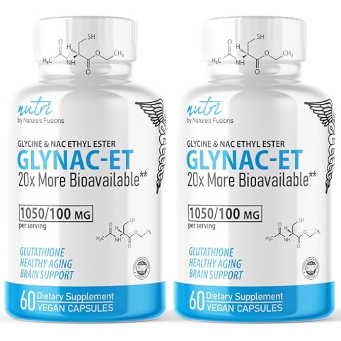 Nature'S Fusions GlyNAC-ET NAC Supplement N-Acetyl Cysteine Ethyl Ester (Pack of 2) - 20x More Bioavailable Than GlyNAC - Glycine & N-acetylcysteine Ethyl Ester Anti Aging Supplement, Boost Glutathione (120 Capsules) - Image 1