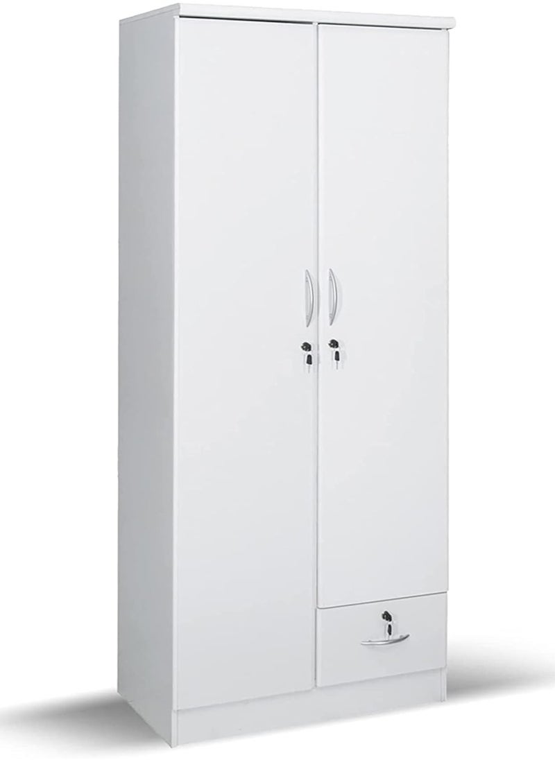 SILA 2 Door Wooden Wardrobe Cabinet Cupboard Engineered Wood With 1 Lockable Drawer Perfect Modern Stylish Heavy Duty  - Image 1