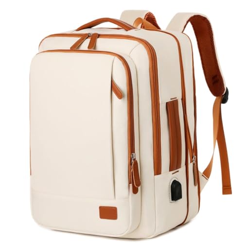 TOURTIER Stylish Laptop Backpack for Men & Women with USB Charging Port, Compatible Laptop 15.5-inch (OFF WHITE) - Image 1