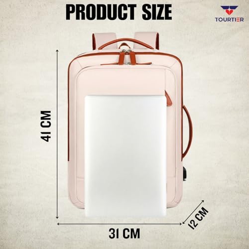 TOURTIER Stylish Laptop Backpack for Men & Women with USB Charging Port, Compatible Laptop 15.5-inch (OFF WHITE) - Image 2