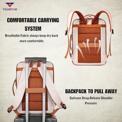 TOURTIER Stylish Laptop Backpack for Men & Women with USB Charging Port, Compatible Laptop 15.5-inch (OFF WHITE) - Image 4