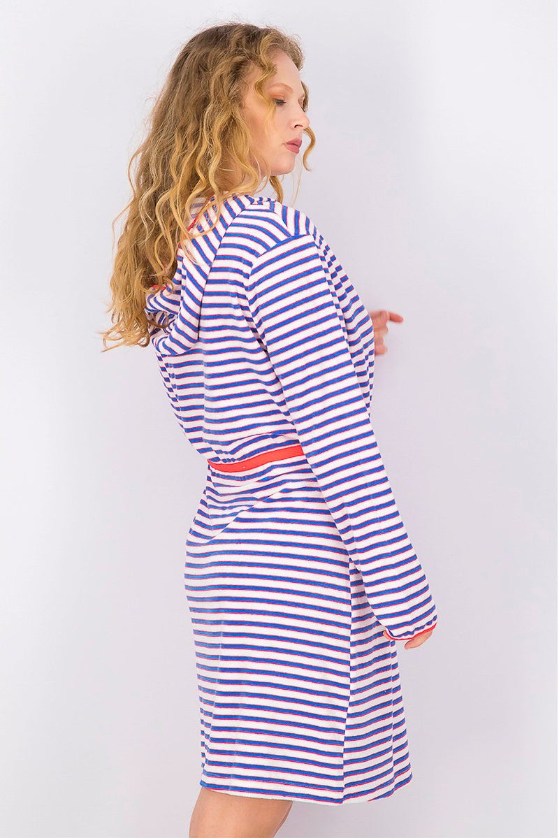 Tchibo Women Stripe Long Sleeve Dressing Gown, White - Image 2