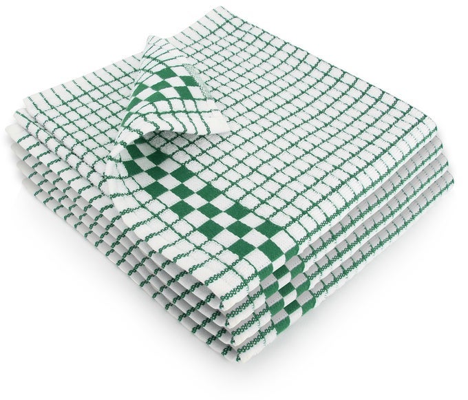 CLASSIC KITCHEN DISH TOWELS WITH HANGING LOOP SET OF 4 DARK GREEN