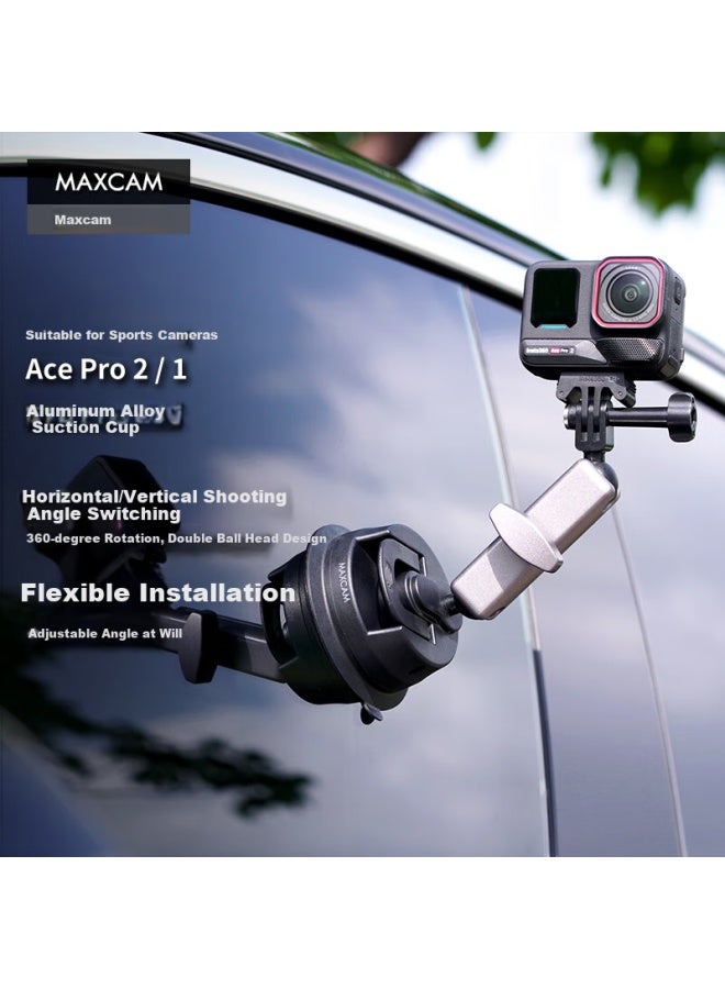 Maxcam / Maixikam Car Aluminum Alloy Suction Cup Glass Fixed Car Off-road Bracket Accessories For Yingshi Ace Pro 2/gopro 13/12/11 Sports Camera - Image 1