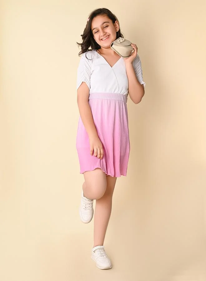 LILPICKS Rib Gradient Look Fit & Flare Dress by Styli