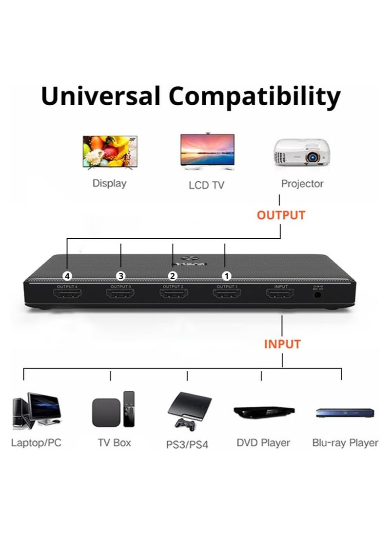موسل موصل اتش دي ام أي سبليتر 1×4 مدخل 4K على 30هرتز 1.4V  - Image 2