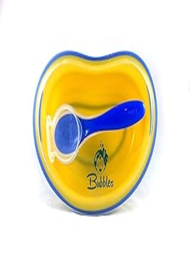Bubbles Baby Plate With Spoon, Yellow