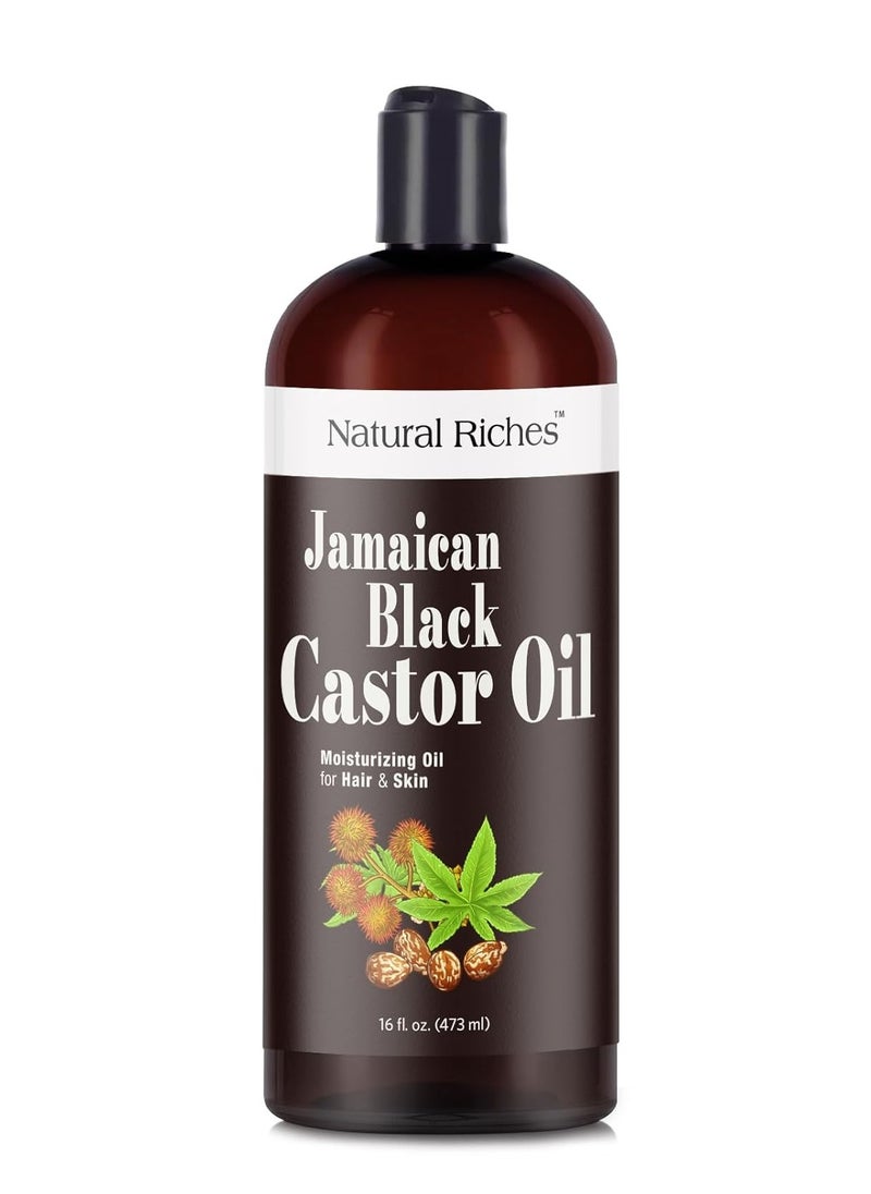 Natural Riches - Natural Riches Jamaican Black Castor Oil Pure Organic Cold Pressed for Hair Growth Skin Care for Dry Skin Conditioning Eyebrows Eyelashes Scalp and Nail Moisturizes & Repairs 16fl.oz. - Image 1