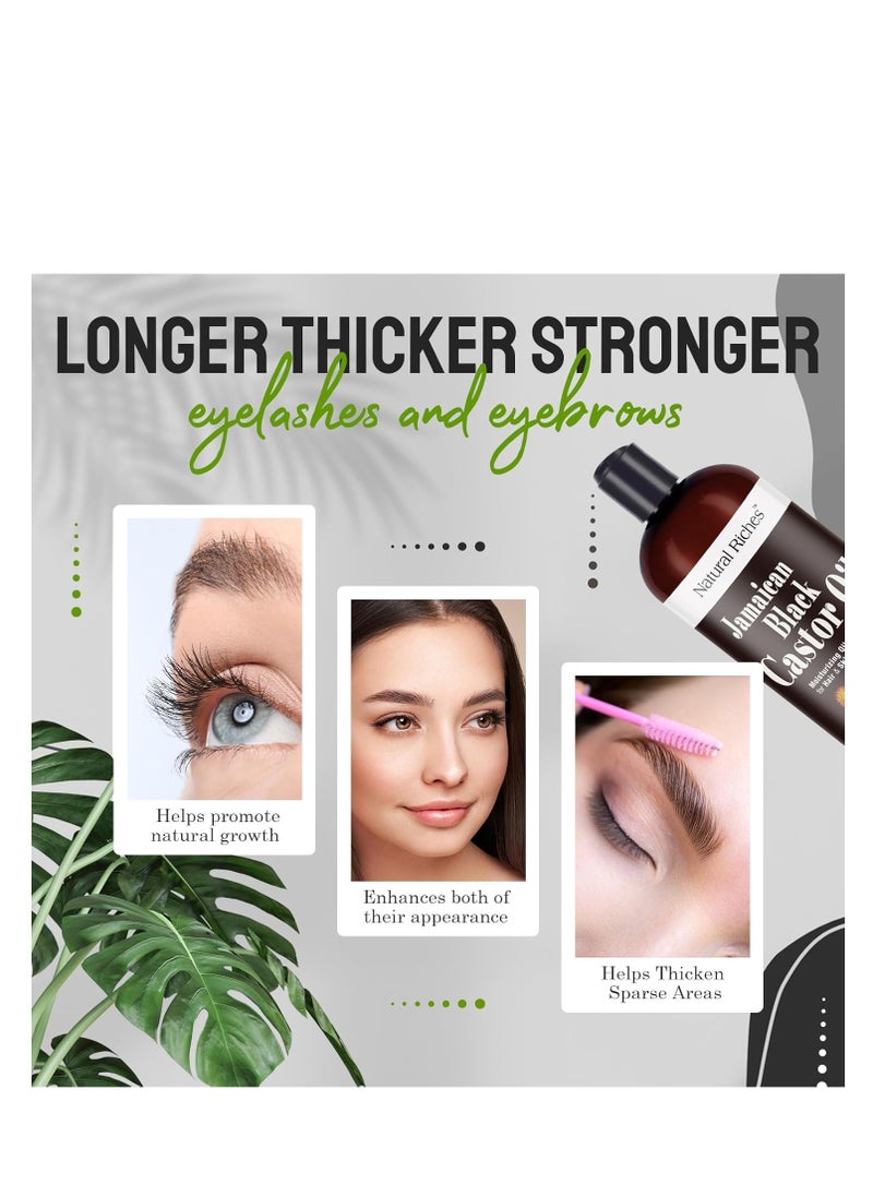 Natural Riches - Natural Riches Jamaican Black Castor Oil Pure Organic Cold Pressed for Hair Growth Skin Care for Dry Skin Conditioning Eyebrows Eyelashes Scalp and Nail Moisturizes & Repairs 16fl.oz. - Image 1