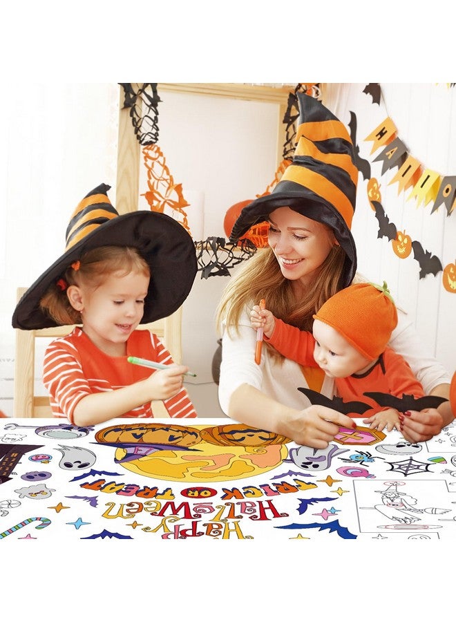 SICOHOME Halloween Coloring Tablecloth for Kids - 73x31 inch Giant Halloween Coloring Poster Art Craft for School Classroom Halloween Activities Party Supplies - Image 2
