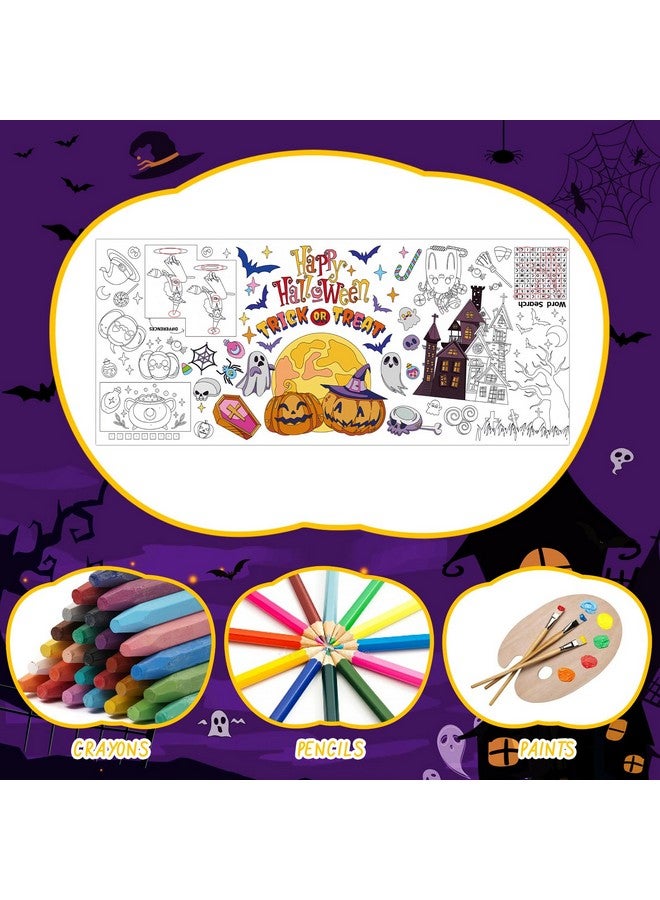 SICOHOME Halloween Coloring Tablecloth for Kids - 73x31 inch Giant Halloween Coloring Poster Art Craft for School Classroom Halloween Activities Party Supplies - Image 5