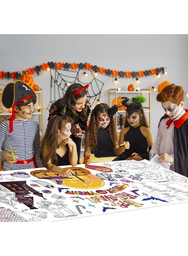 SICOHOME Halloween Coloring Tablecloth for Kids - 73x31 inch Giant Halloween Coloring Poster Art Craft for School Classroom Halloween Activities Party Supplies - Image 3