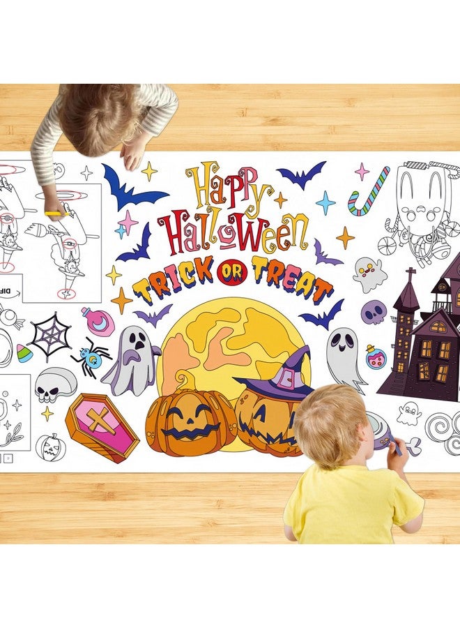 SICOHOME Halloween Coloring Tablecloth for Kids - 73x31 inch Giant Halloween Coloring Poster Art Craft for School Classroom Halloween Activities Party Supplies - Image 1