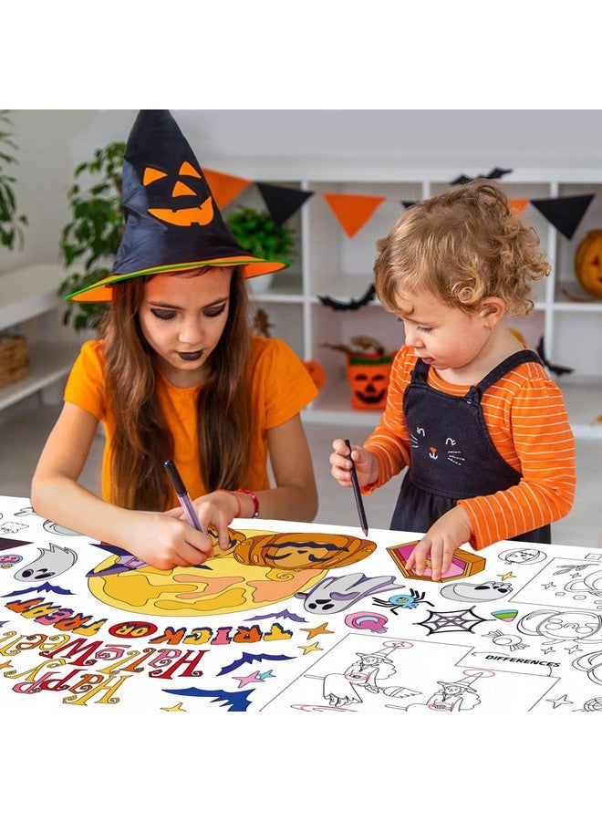 SICOHOME Halloween Coloring Tablecloth for Kids - 73x31 inch Giant Halloween Coloring Poster Art Craft for School Classroom Halloween Activities Party Supplies - Image 4