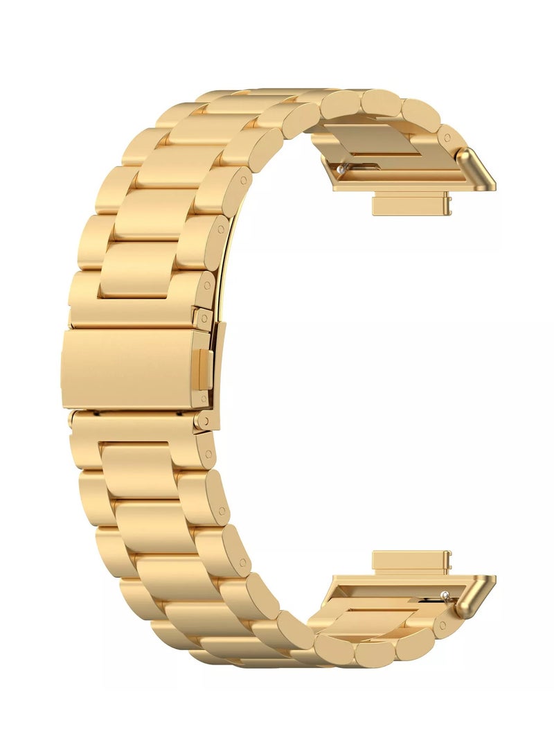 Generic Watch Strap Compatible for Huawei Watch Fit, Replacement Metal Smart Watch Strap Quick Release Stainless Steel Watch Band Wristband Compatible for Huawei Watch Fit (Gold) - Image 1
