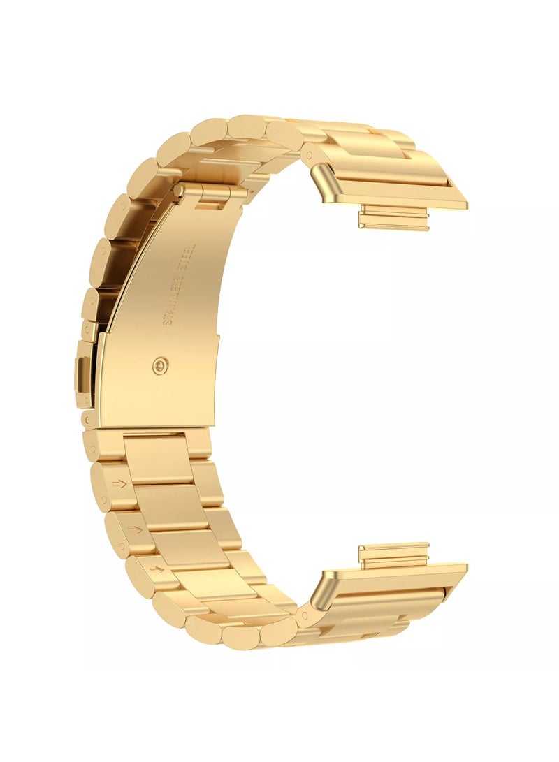 Generic Watch Strap Compatible for Huawei Watch Fit, Replacement Metal Smart Watch Strap Quick Release Stainless Steel Watch Band Wristband Compatible for Huawei Watch Fit (Gold) - Image 2