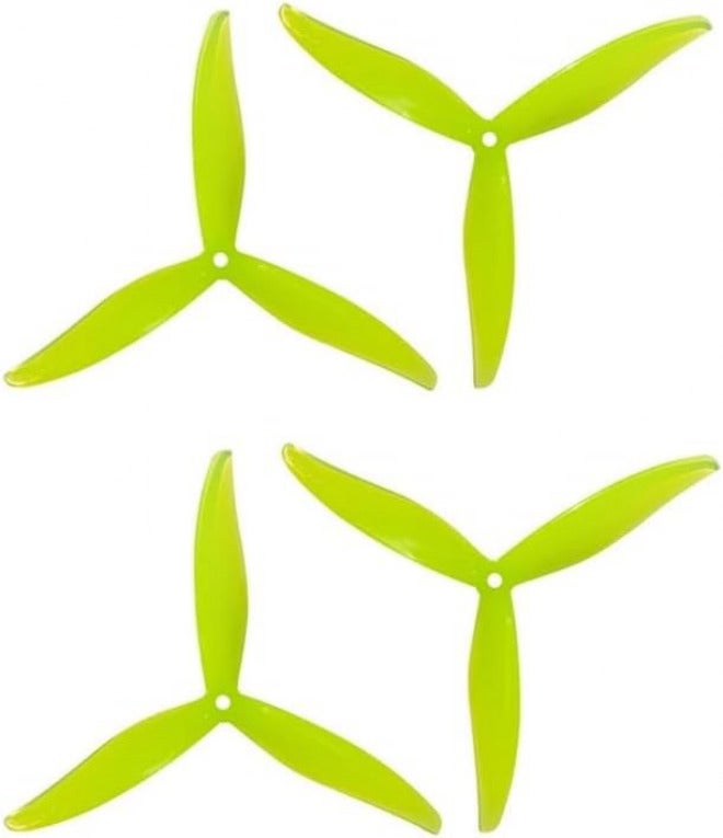 7043 7X4.3X3 Propellers 7 inch 3-Blade Polycarbonate for FPV Racing Drone High-Response UAV Propulsion Component Spec-Approved 5mm Shaft 2 Pairs Paddle Blades(Fluorescent Yellow)