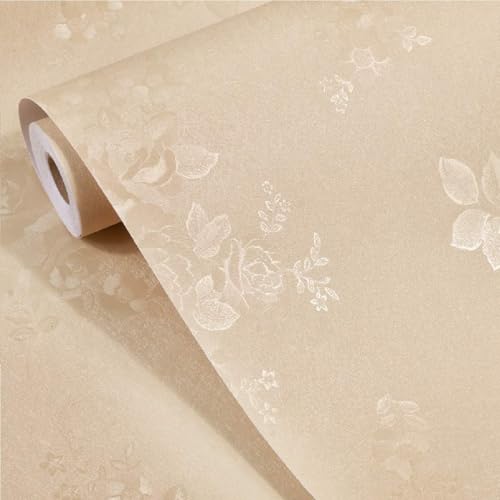 ELTON DIY Self Adhesive Rose Textured Wall Paper Wall Decal for Living Room Bed Room Interior Exterior Easily Removable Furniture Make Over Beige (45 x 600 Cms, Beige Rose, el2002) - Image 2