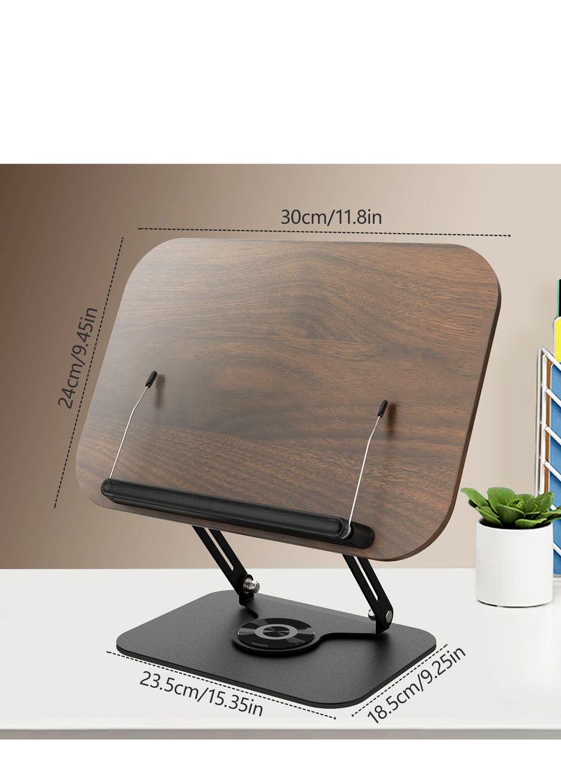 Reading bookshelf, 360° rotating base adjustable bookshelf, foldable design, easy to carry, elasticated clip design, more stable, suitable for office, kitchen, school textbooks, recipes, magazines, sheet music, tablets, laptops. - Image 2