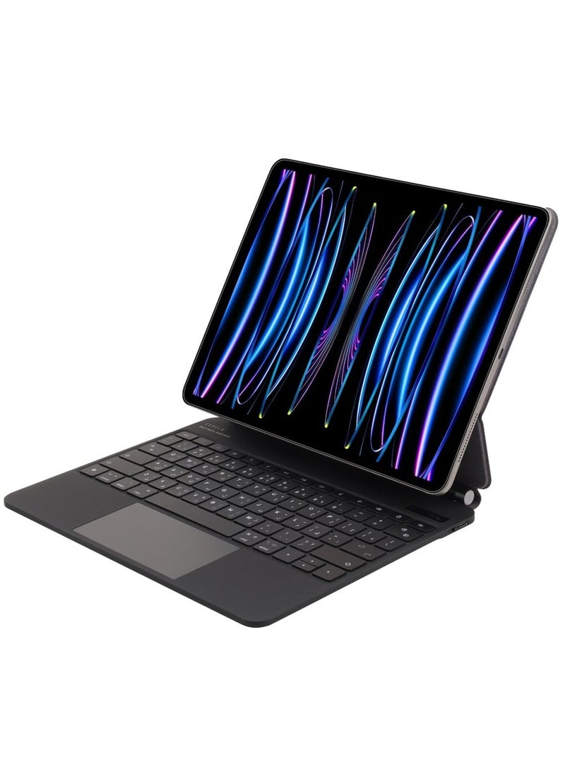 ليفيلو لوحة المفاتيح اللاسلكية آيروبورد سافيانو جلد لجهاز iPad Pro مقاس 12.9 بوصة - أسود  - Image 1