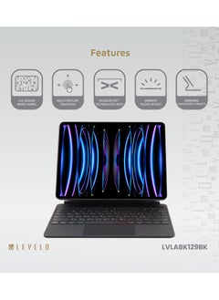 LEVELO AeroBoard Saffanio Leather Wireless Keyboard For iPad Pro 12.9" - Black  - Image 2