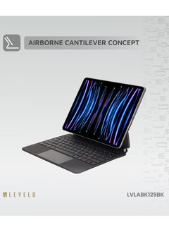 LEVELO AeroBoard Saffanio Leather Wireless Keyboard For iPad Pro 12.9" - Black  - Image 3