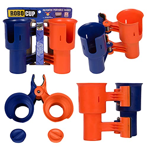 ROBOCUP, (Navy & Orange), Best Cup Holder for Drinks, Fishing Rod/Pole, Boat, Beach Chair, Golf Cart, Wheelchair, Walker, Drum Sticks, Microphone Stand - Image 1