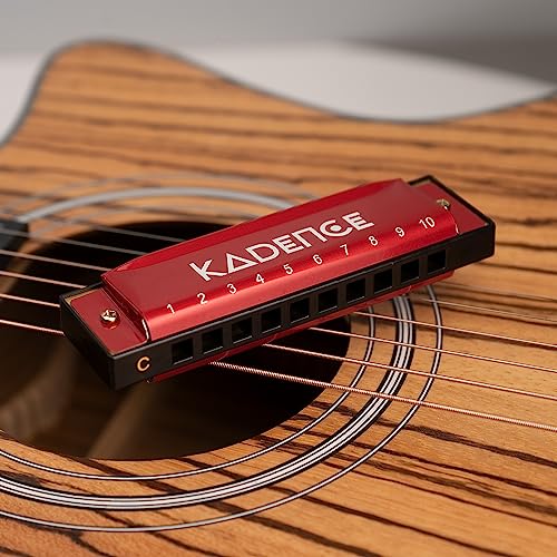 Kadence T104-RD Diatonic Harmonica | Key of C with 10 Holes and 20 Tones | Portable Mouth Organ with Hard Case | Includes Learning Course | Red - Image 5