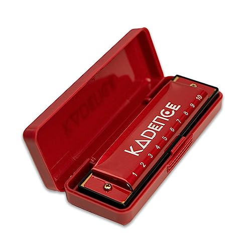 Kadence T104-RD Diatonic Harmonica | Key of C with 10 Holes and 20 Tones | Portable Mouth Organ with Hard Case | Includes Learning Course | Red - Image 2
