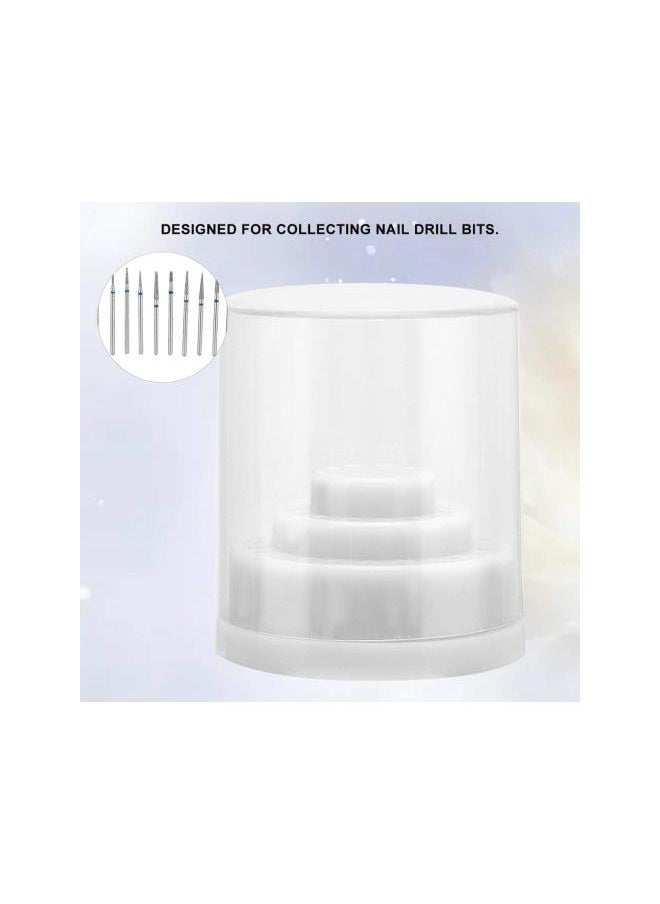 WYBOT - drill bits holder box for nails, Plastic Storage Transparent Box 48 Slots Nail Drill Bit Case Holder Manicure Tool Organizer Display Stand (02) - Image 1