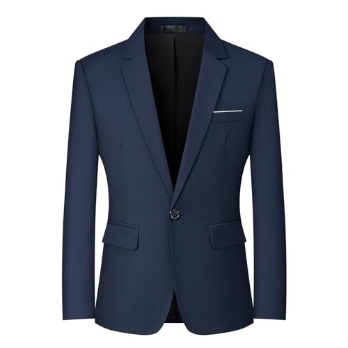 Mylldey Men's Blazers Slim Fit Business Casual Suit Men Sport Coat One Button Travel Blazer Lightweight Suit Jacket(Blue-XL) - Image 1