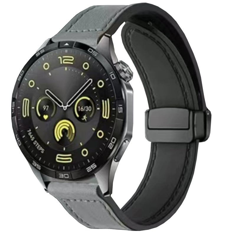 NESLIN Premium Leather Magnetic Strap Compatible with Huawei Watch GT5/GT5 Pro/GT4/GT3/GT2/GT2 Pro/GT2e/GT Runner/Huawei Watch 4/4 Pro – 22mm Smartwatch Band - Image 2