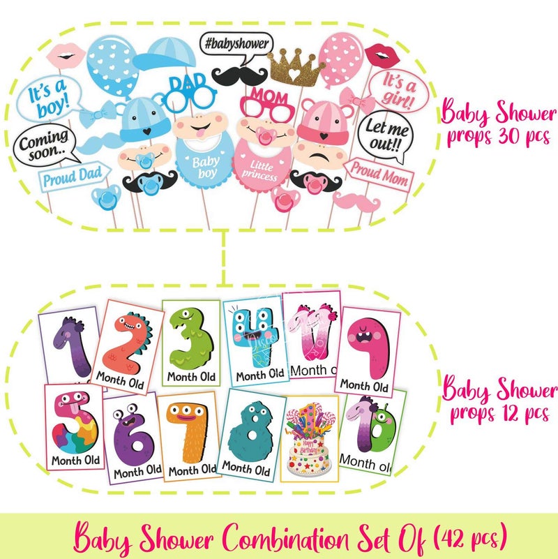 Wobbox Baby Shower Decoration Items| Baby Shower Photo Booth Props for Photoshoot, Baby Shower Milestone Card, Mom to Be Daddy to Be Decoration, Godh Bharai Decoration Kit-(FP385) - Image 2