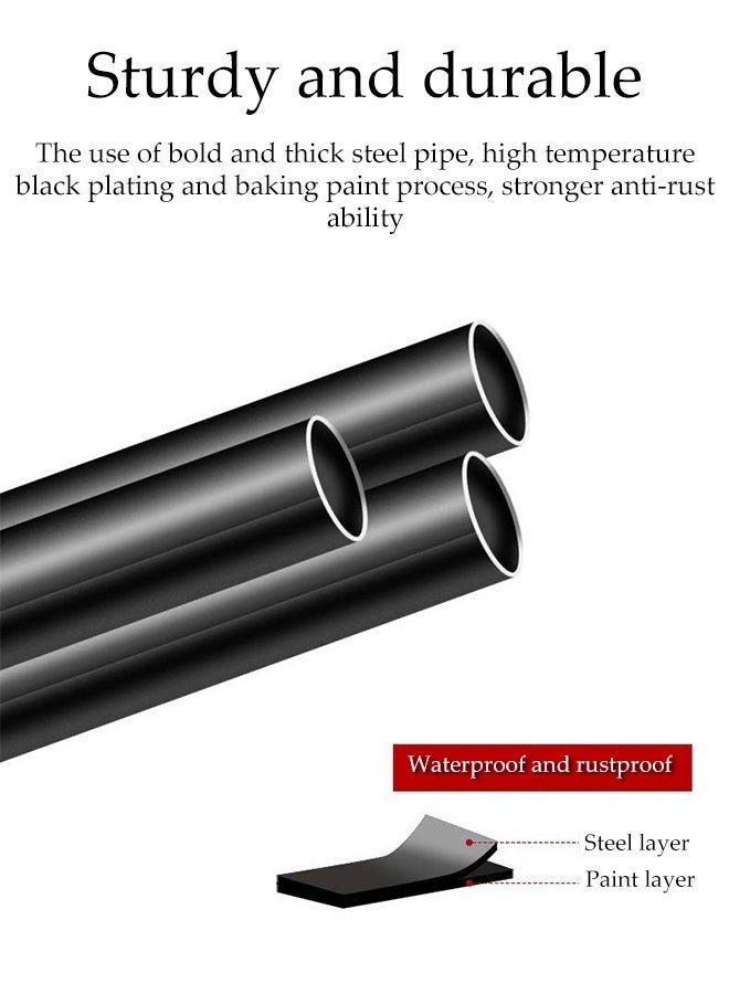 DUNISO Metal Clothes Rack with Double Rods ,Multipurpose Clothes Organizer Stand with Wheels and Shoes Rack,Adjustable Drying rack for Bedroom Balcony (Black) - Image 3