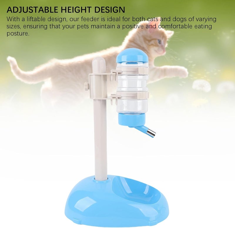 وعاء مياه واقف قابل للتعديل تلقائيًا للحيوانات الأليفة من GOWENIC، تصميم مريح للكلاب والقطط، قاعدة ثابتة للحيوانات الأليفة المرحة (أزرق) - Image 1