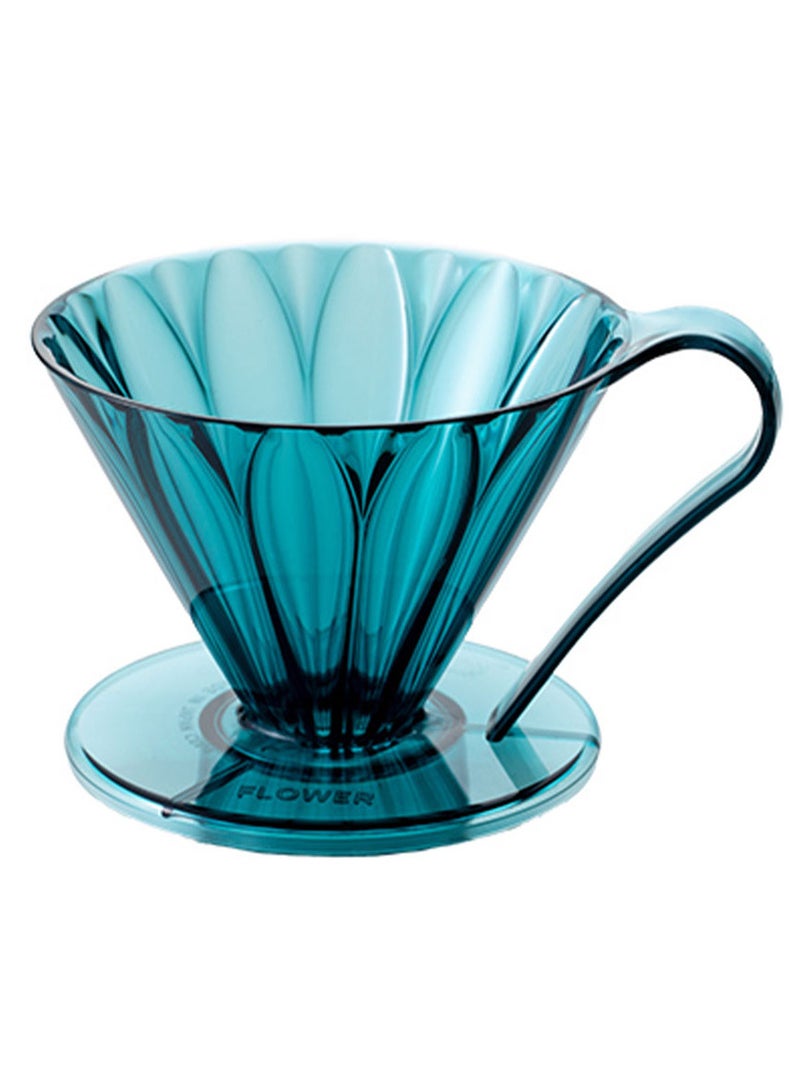 CAFEC Tritan cone shaped flower dripper 4cup clear blue green