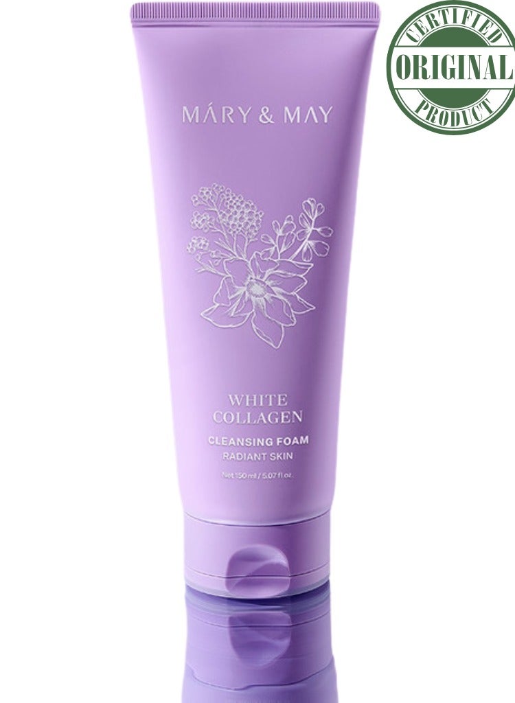 MARY & MAY Mary&May White Collagen Cleansing Foam 150ml – Brightening & Hydrating - Image 1