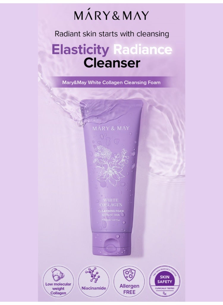 MARY & MAY Mary&May White Collagen Cleansing Foam 150ml – Brightening & Hydrating - Image 3