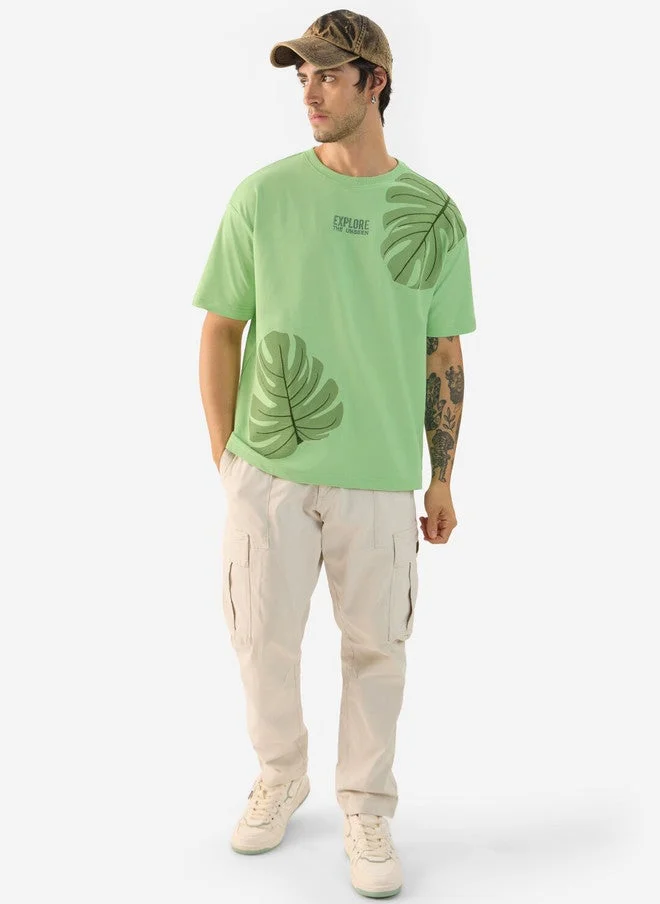 The Souled Store  The Souled Store Men Oversized Printed Green T-Shirt  | Best Price UAE