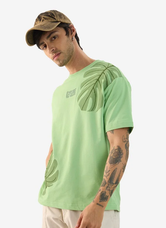 The Souled Store  The Souled Store Men Oversized Printed Green T-Shirt  | Best Price UAE