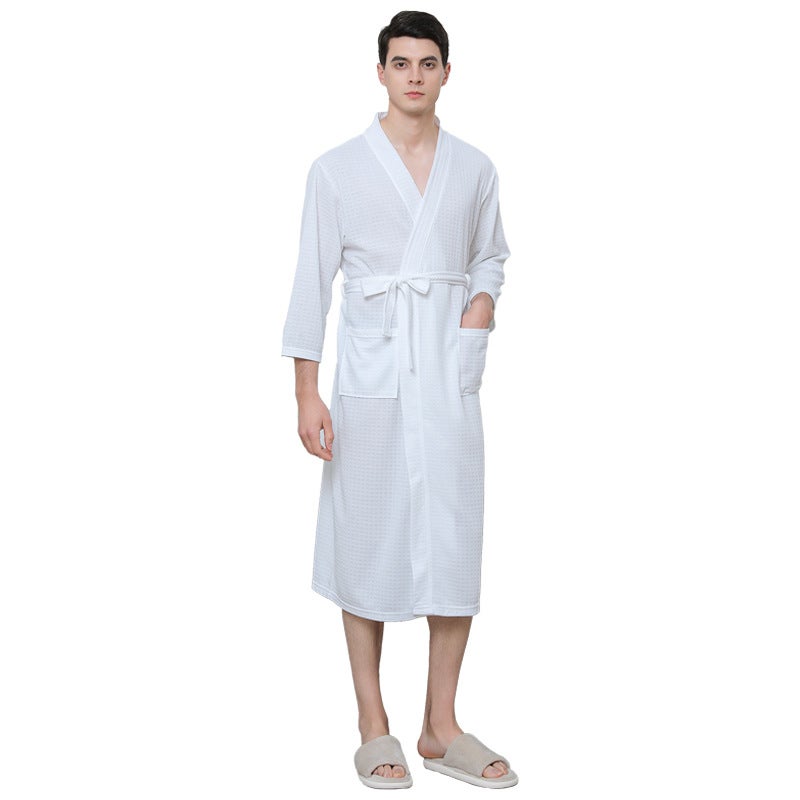 Spring Summer Waffle Weave Bathrobe Kimono sky blue  - Image 4