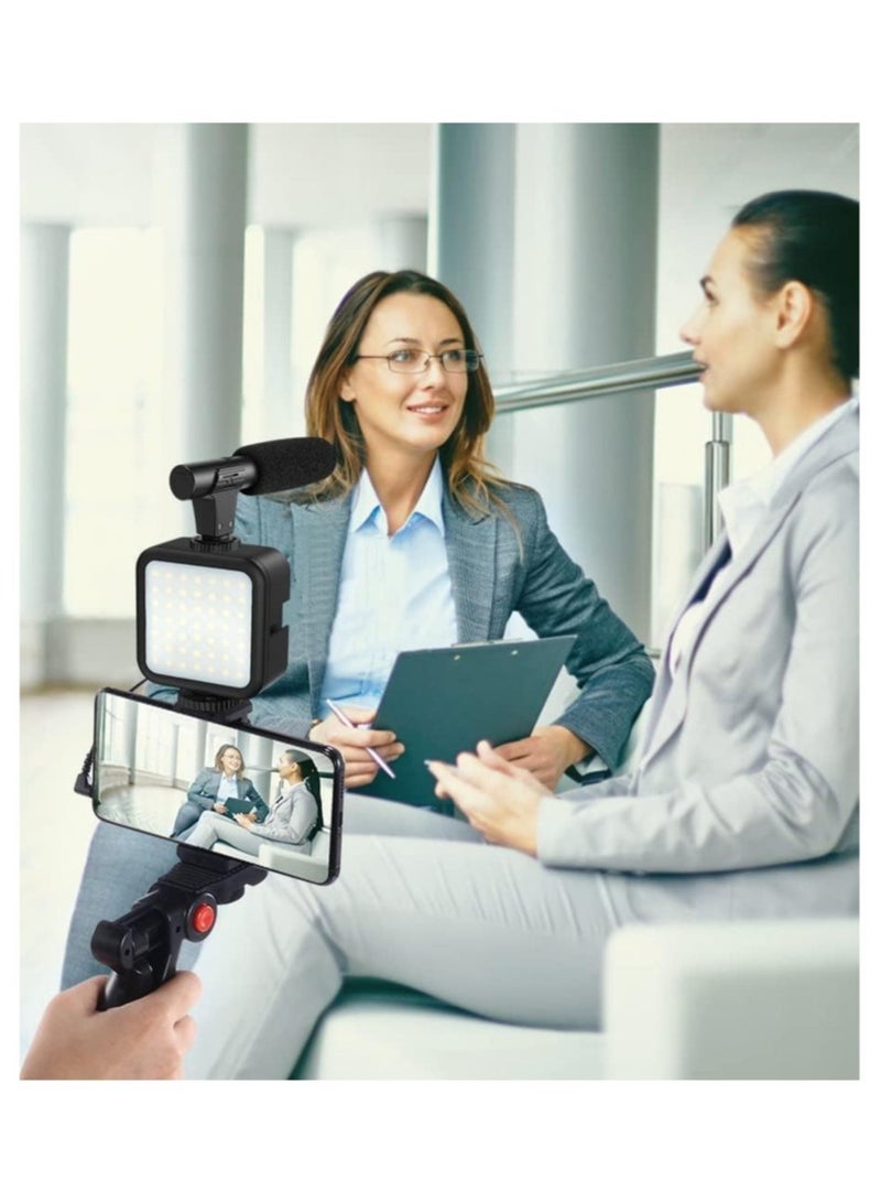 Smartphone & Camera Vlogging Studio Kits Video Shooting Photography Suit with Microphone LED Fill Light Mini Tripod - Image 4