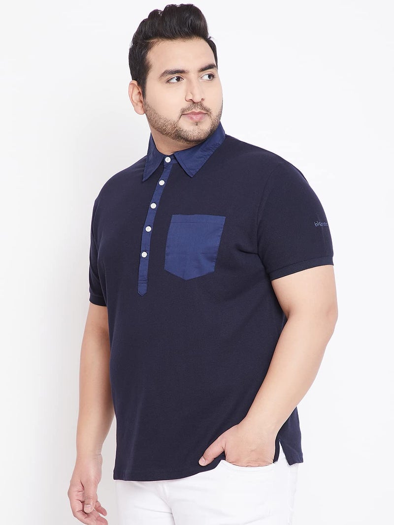 Bigbanana Men's Regular Fit Polo (Austin,Navy Blue,4XL) - Image 3