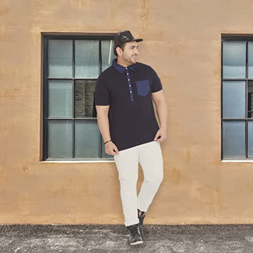 Bigbanana Men's Regular Fit Polo (Austin,Navy Blue,4XL) - Image 2