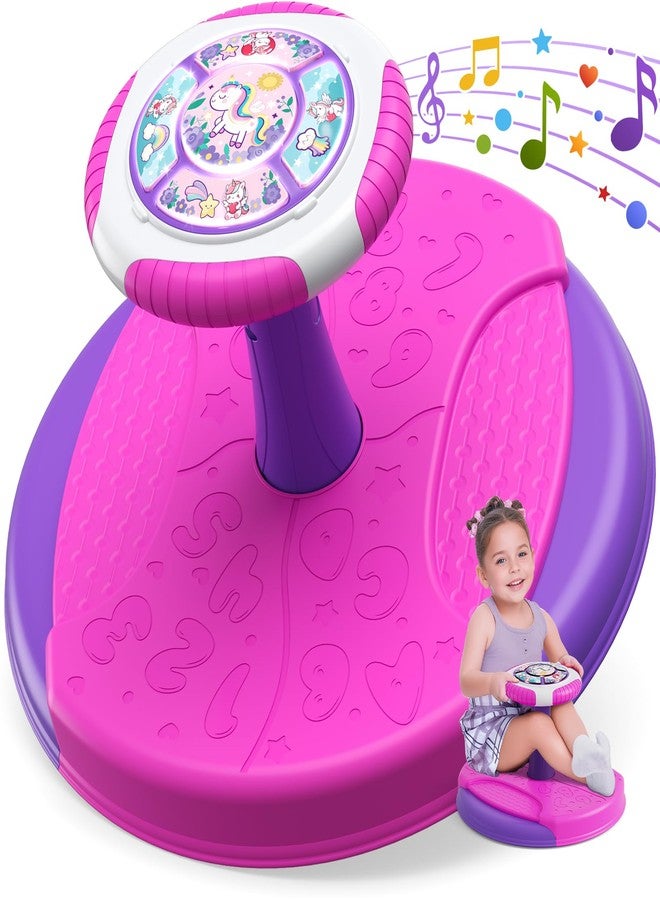 HYES Unicorn Sit and Spin Toys for Toddlers 1-3 Girls, 360° Toddler Spinning Seat with LED Lights and Music, Sensory Toys Birthday for Kids 3-5 - Image 1