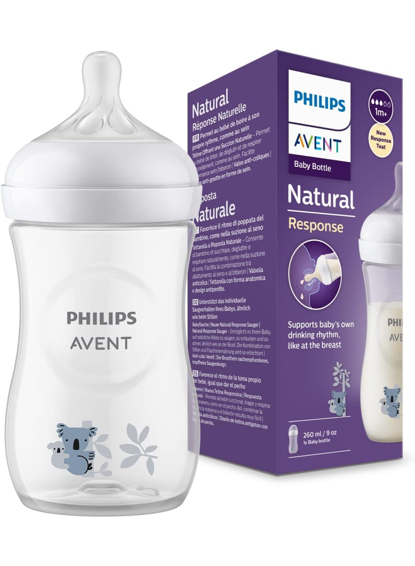 Philips Avent Natural Response Baby Bottle 260Ml Baby Milk Bottle Bpa Free For Babies Koala Pattern